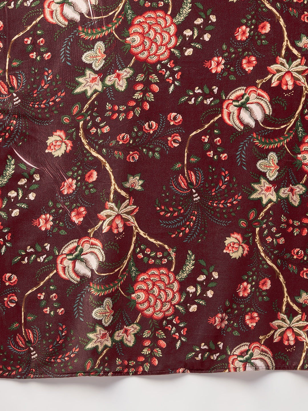 InWeave Maroon Printed Velvet Shawl - Swadesiicart