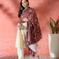 InWeave Maroon Printed Velvet Shawl - Swadesiicart