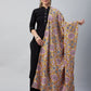 InWeave Yellow Printed Velvet Shawl - Swadesiicart