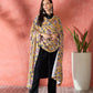 InWeave Yellow Printed Velvet Shawl - Swadesiicart