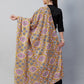 InWeave Yellow Printed Velvet Shawl - Swadesiicart