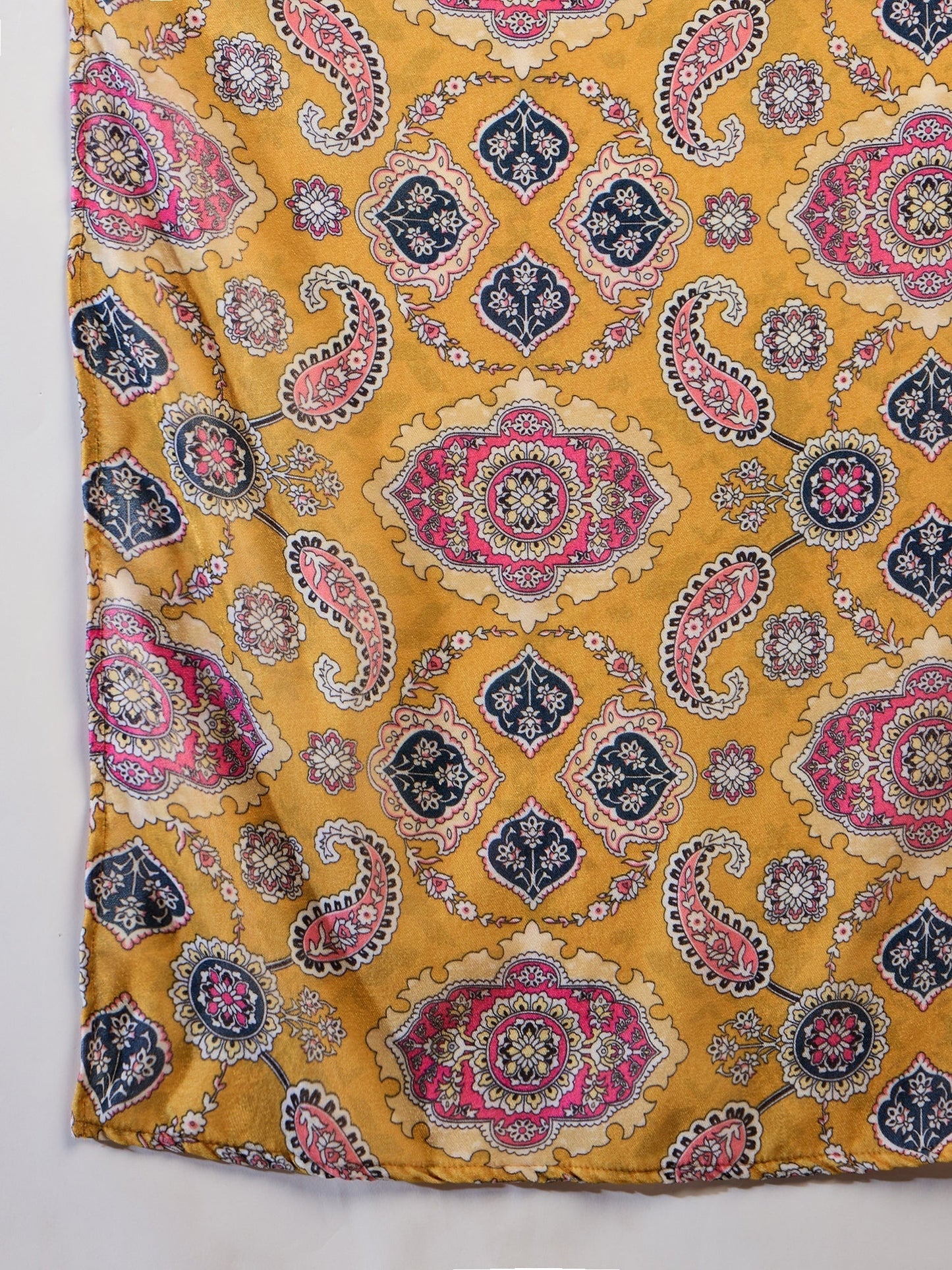 InWeave Yellow Printed Velvet Shawl - Swadesiicart
