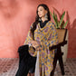 InWeave Yellow Printed Velvet Shawl - Swadesiicart