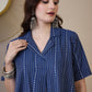 InWeave Indigo Stripe Kantha Collar Dress - Swadesiicart