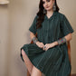 InWeave Green Stripe Kantha Collar Dress - Swadesiicart