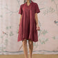 InWeave Maroon Stripe Kantha Collar Dress - Swadesiicart