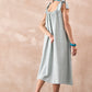 InWeave Pistachio Linen Pleat Bow Dress - Swadesiicart