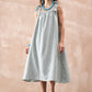InWeave Pistachio Linen Pleat Bow Dress - Swadesiicart