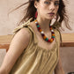 InWeave Dull Khaki Linen Pleat Bow Dress - Swadesiicart