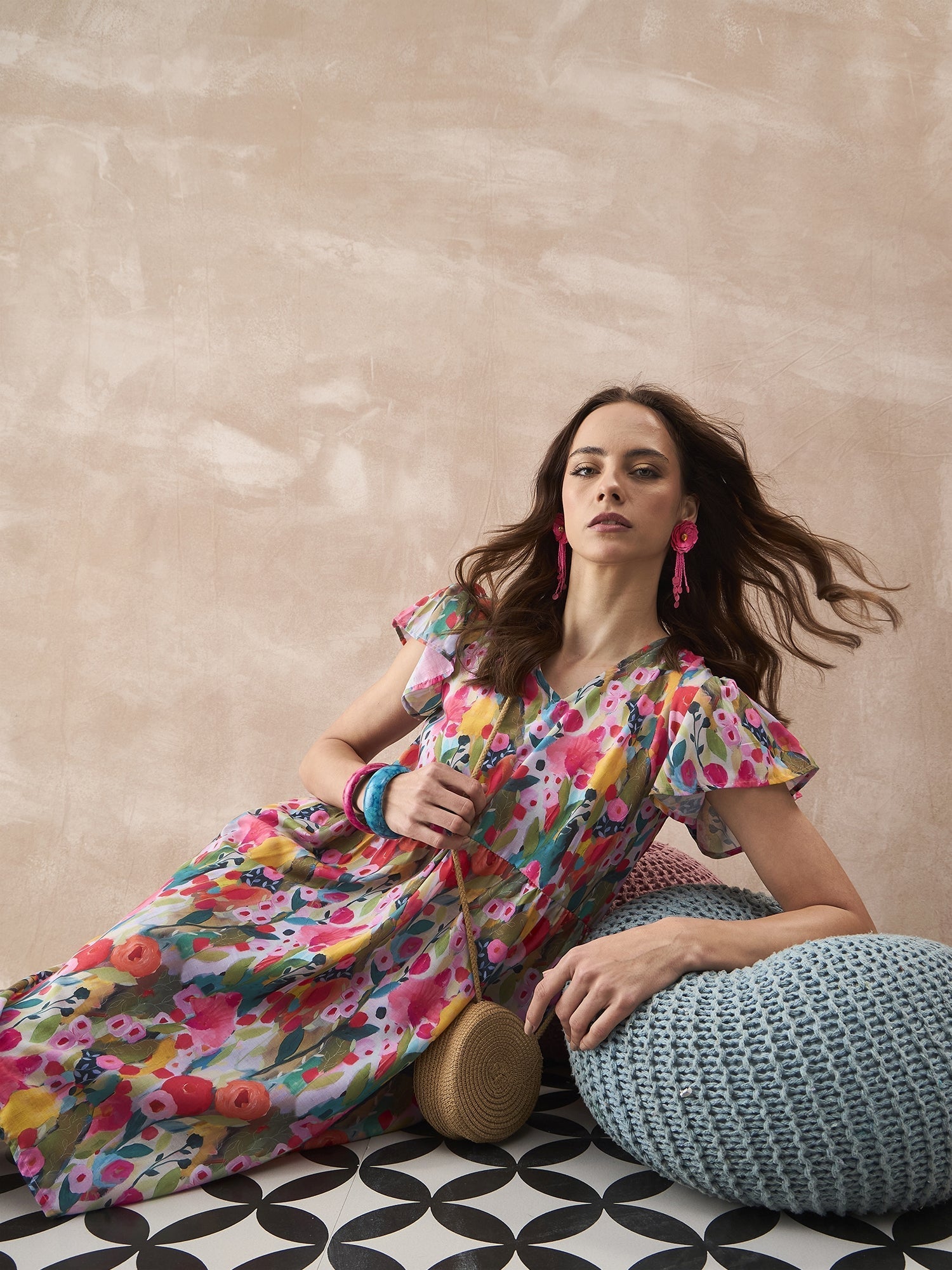 InWeave Multi Flower Short Dress - Swadesiicart