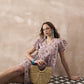 InWeave Ivory Tree Parrot Short Dress - Swadesiicart