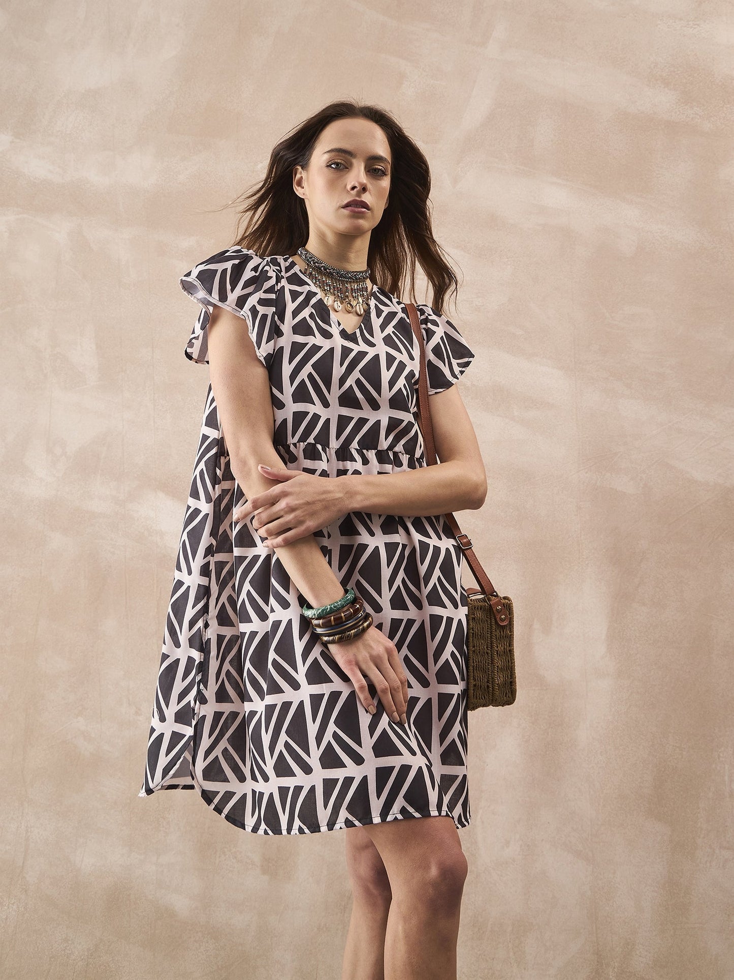 InWeave Black Ivory Short Dress - Swadesiicart
