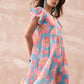 InWeave Skyblue Peach Short Dress - Swadesiicart