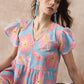 InWeave Skyblue Peach Short Dress - Swadesiicart