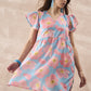 InWeave Skyblue Peach Short Dress - Swadesiicart