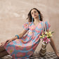 InWeave Skyblue Peach Short Dress - Swadesiicart