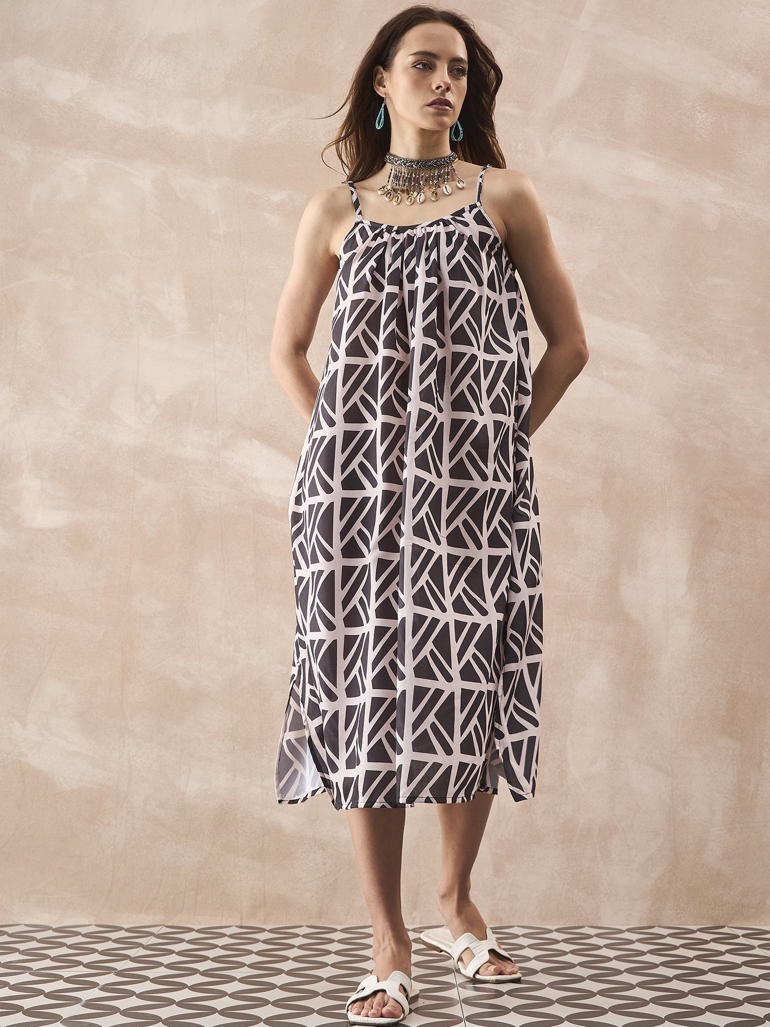 InWeave Black Ivory Strappy Dress - Swadesiicart