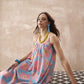 InWeave Skyblue Peach Strappy Dress - Swadesiicart