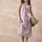 InWeave Skyblue Peach Strappy Dress - Swadesiicart