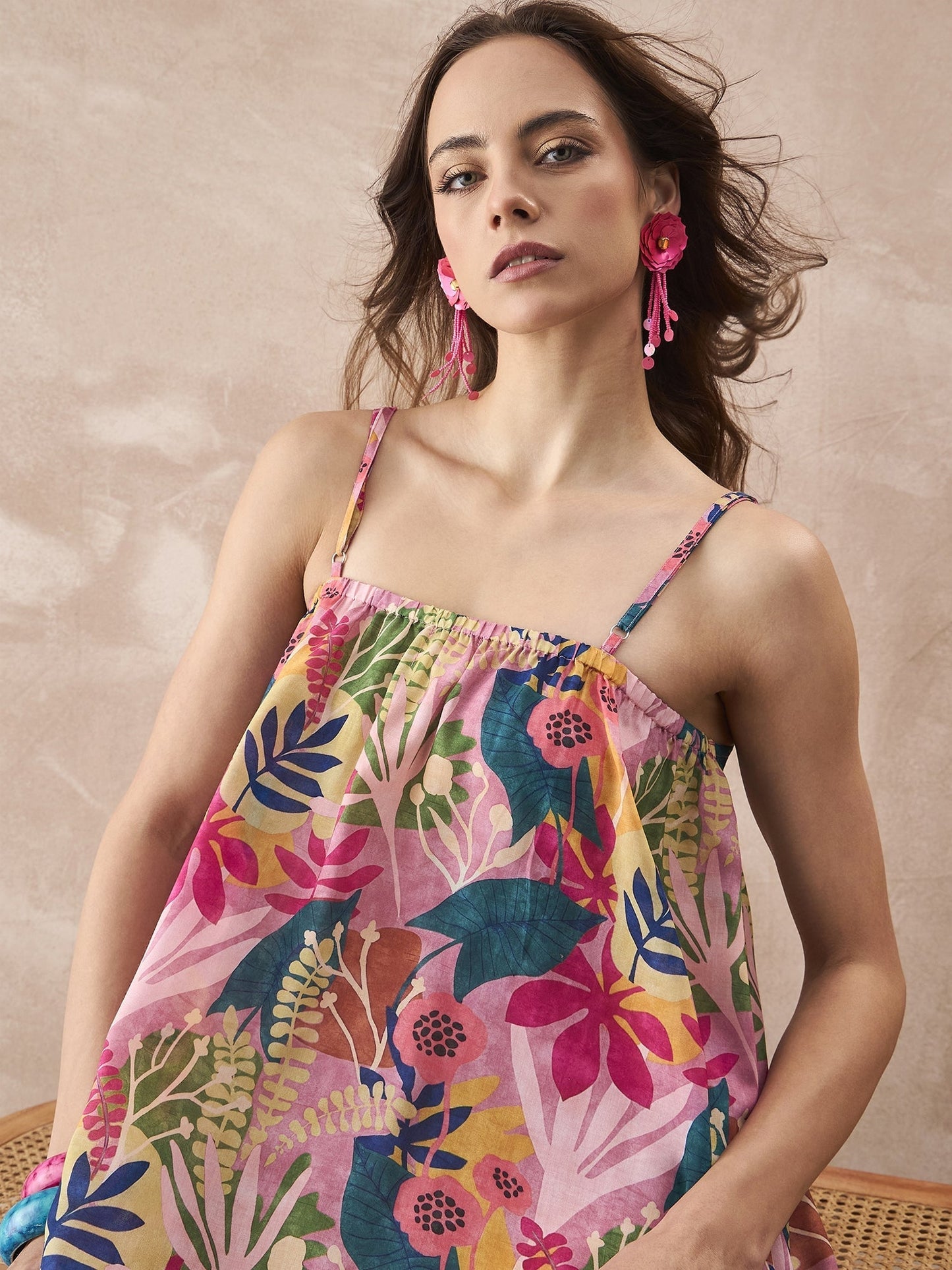 InWeave Leaf Multi Strappy Dress - Swadesiicart