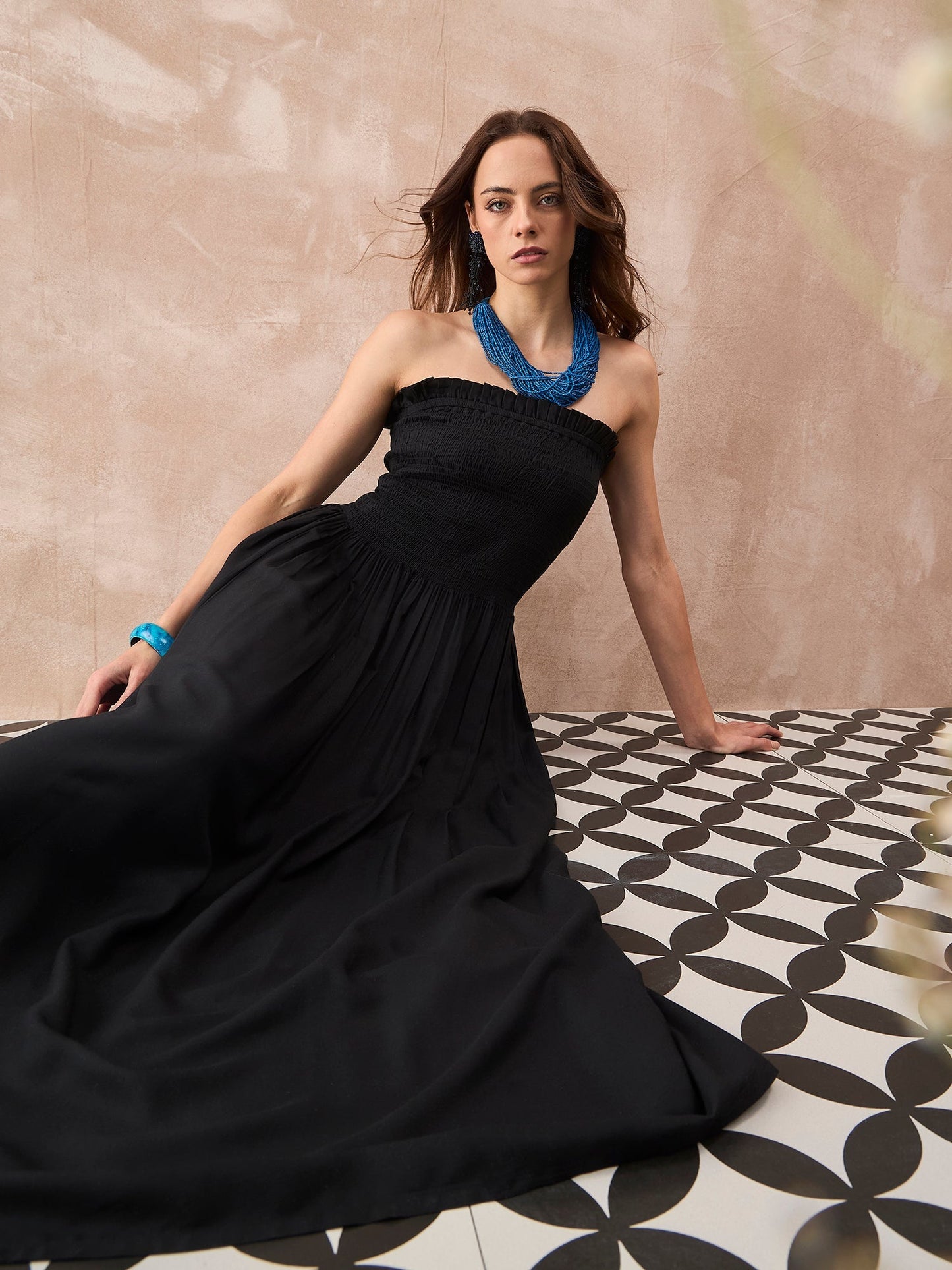 InWeave Black Solid Off Shoulder Dress - Swadesiicart
