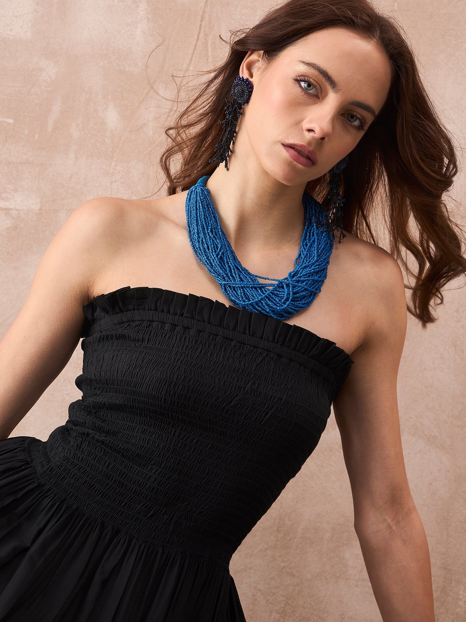 InWeave Black Solid Off Shoulder Dress - Swadesiicart