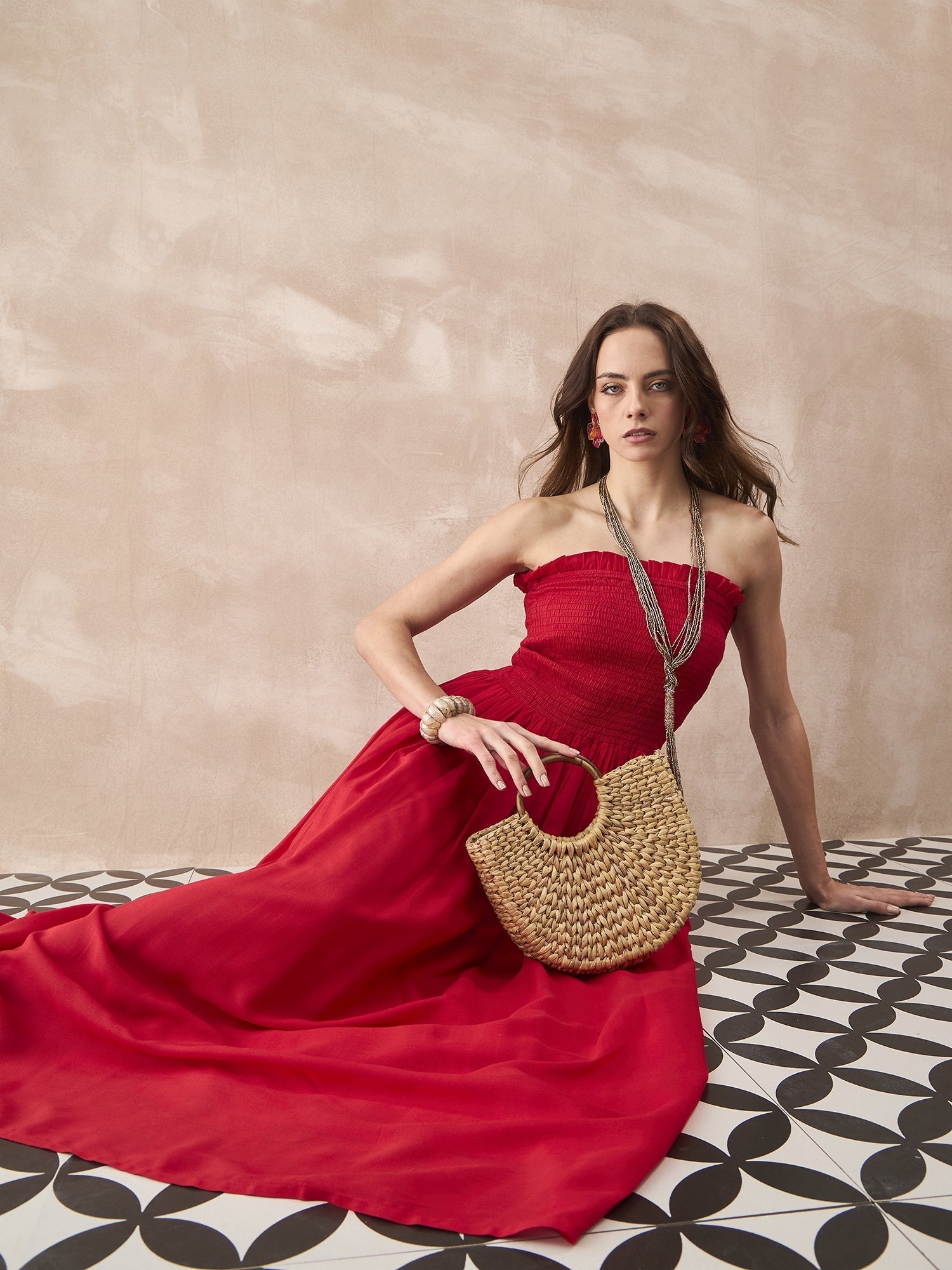 InWeave Red Solid Off Shoulder Dress - Swadesiicart