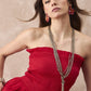 InWeave Red Solid Off Shoulder Dress - Swadesiicart
