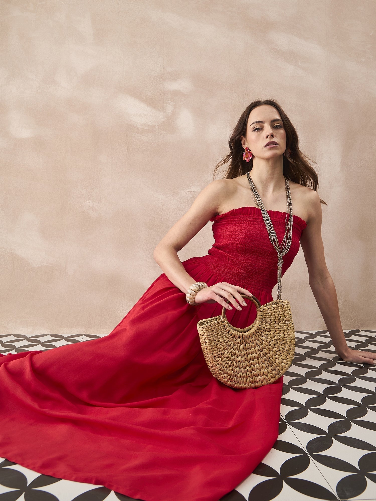 InWeave Red Solid Off Shoulder Dress - Swadesiicart