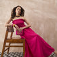 InWeave Fuchsia Solid Off Shoulder Dress - Swadesiicart