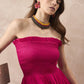 InWeave Fuchsia Solid Off Shoulder Dress - Swadesiicart