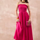 InWeave Fuchsia Solid Off Shoulder Dress - Swadesiicart