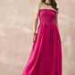 InWeave Fuchsia Solid Off Shoulder Dress - Swadesiicart