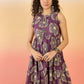 InWeave Matte Purple Beige Swril Short Dress - Swadesiicart