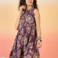 InWeave Matte Purple Beige Swril Short Dress - Swadesiicart