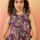 InWeave Matte Purple Beige Swril Short Dress - Swadesiicart