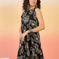 InWeave Black Beige Swril Short Dress - Swadesiicart