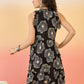 InWeave Black Beige Swril Short Dress - Swadesiicart