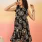 InWeave Black Beige Swril Short Dress - Swadesiicart