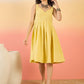 InWeave Light Yellow Rubber Sweetheart Dress - Swadesiicart