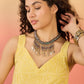 InWeave Light Yellow Rubber Sweetheart Dress - Swadesiicart