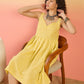 InWeave Light Yellow Rubber Sweetheart Dress - Swadesiicart