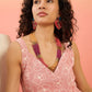 InWeave Pastel Peach Rubber Sweetheart Dress - Swadesiicart