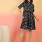 InWeave Black White Rubber Collar Dress - Swadesiicart