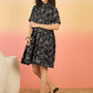 InWeave Black White Rubber Collar Dress - Swadesiicart