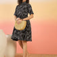 InWeave Black White Rubber Collar Dress - Swadesiicart