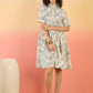 InWeave White Black Rubber Collar Dress - Swadesiicart