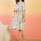 InWeave White Black Rubber Collar Dress - Swadesiicart