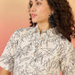 InWeave White Black Rubber Collar Dress - Swadesiicart