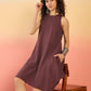 InWeave Wine Kantha R Neck W/S Dress - Swadesiicart